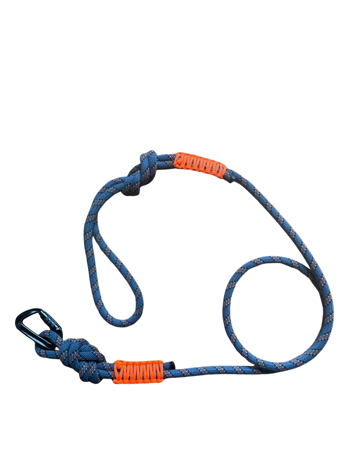 Rope Dog Leash - Denim with Bright Orange