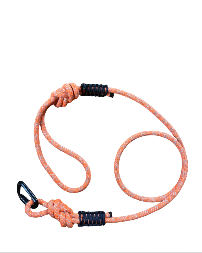 Rope Dog Leash - Orange with Black