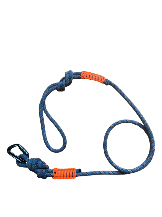 Rope Dog Leash - Denim with Bright Orange